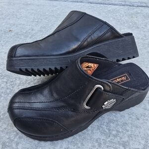 Harley-Davidson Black Leather Clogs Womens 5.5